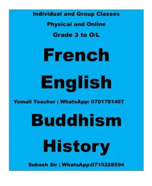 French / English / Buddhism / History Grade 3 - O/L