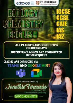 Biology, Chemistry, English Classes - edexcel, Cambridge