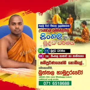 Grade 6-11 Buddhism Classes and Grade 6-8 Sinhala Language and Literature
