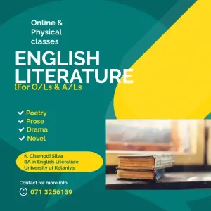 English Literature (Online & Physical) classes for O/Ls & A/Ls