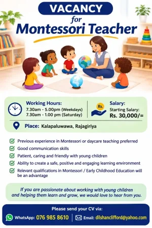 Vacancy for Montessori / Daycare Teacher