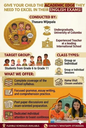 English tutoring sessions for grade 6-11
