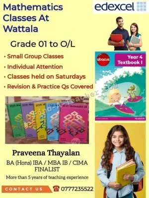 Edexcel Mathematics Classes - Grade 01 to O/L