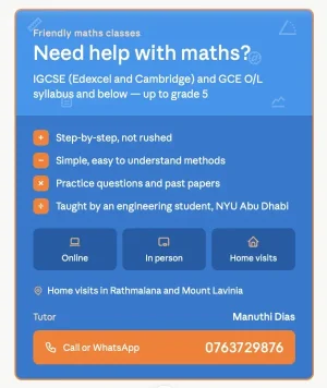 Exam Oriented Math Tutoring for Local O/Ls & London IGCSEs