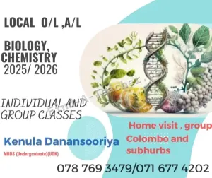English medium A/L chemistry and biology classes
