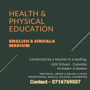 Health and Physical Education Classes for grade 6 to 11 - English / Sinhala medium