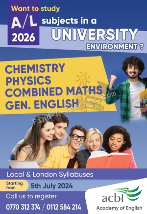 Advance Level Science Stream Classes Commencement from 5th July at 9.00 am 2024 to 2026