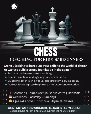 Chess Coaching Classes for Beginners in Wellawatta, Bambalapitiya and Dehiwala
