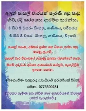 Sinhala, Mathematics, ENV, Science Classes