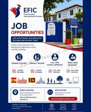 Vacancy at EFIC - Sinhala Language Teacher - Colombo 5