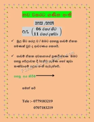 Mathematics - Grade 6 to Grade 11 (O/L)