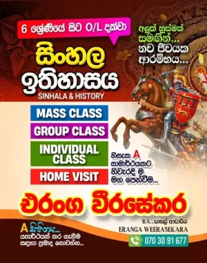 Grade 6-11 (O/L) Sinhala Language and History Classes