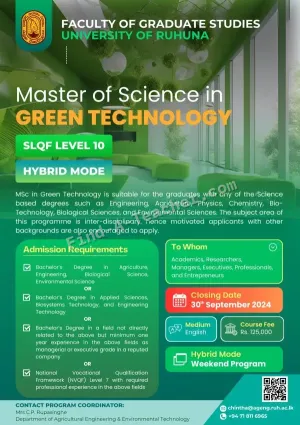 Master of Science in Green Technology