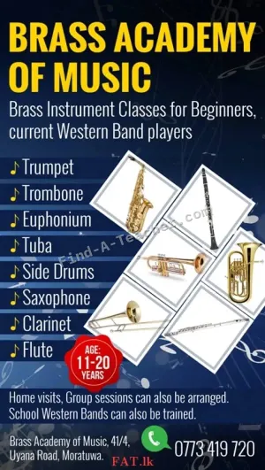Learn to play an Instrument - Trumpet, Trombone, Euphonium, Tuba, Side Drums, Saxophone, Clarinet, Flute, French Horn