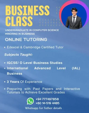 Experienced IGCSE and IAL Business Studies Tutor (Cambridge & Edexcel) with 3 Years Experience