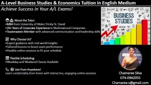 A/L Business Studies Tuition Classes in English Medium (Local and International)