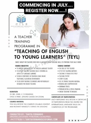 Teacher Training Programme in Teaching of English to Young Learners (TEYL)