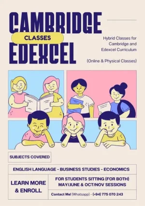 English Language, Business Studies - Cambridge, Edexcel, Local