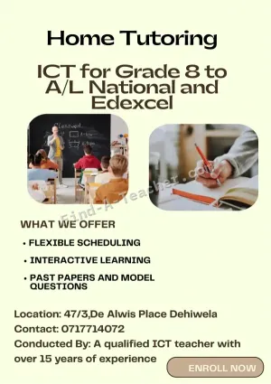 ICT Teacher for Grade 8 to A/L National and Edexcel Syllabus