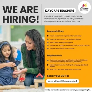 Join Us As A Daycare Teacher - Colombo